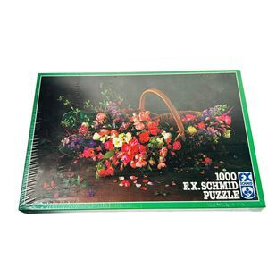 Vintage FX Schmid Flower Basket 1000 Pc Puzzle Made in Germany NEW Sealed 1983